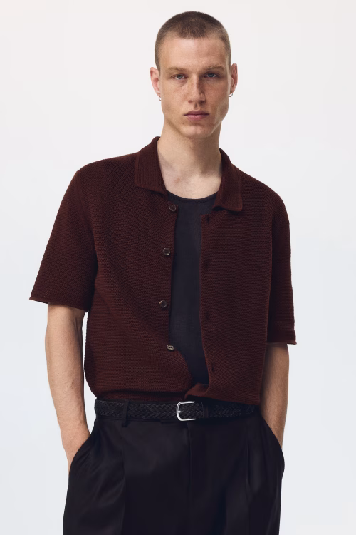 Regular-Fit Open-Knit Shirt